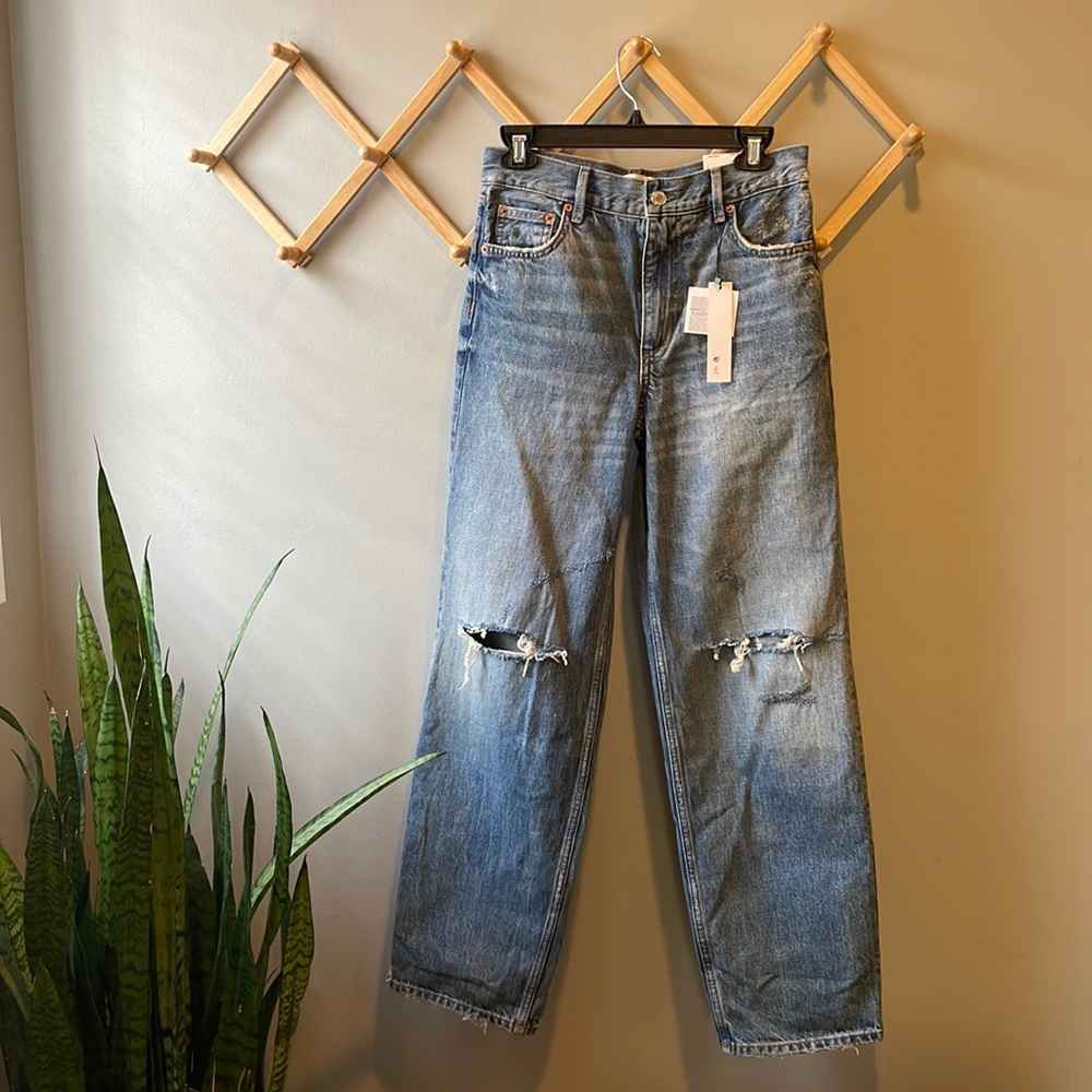 Zara The New Daddy Straight Leg Mid Rise Jeans in Devon Blue - Picture 6 of 11